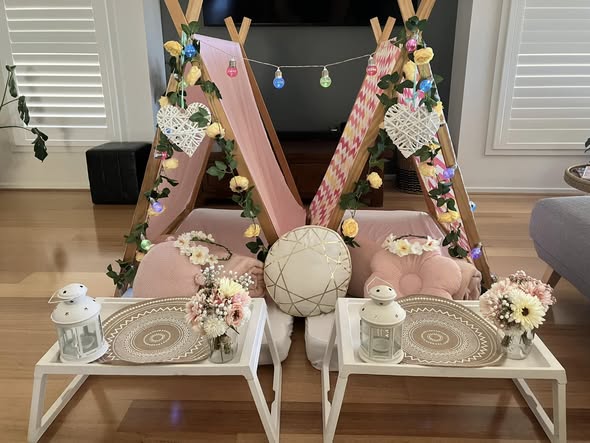 Boho themed teepee setup